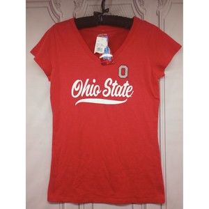 NWT Ohio State Women's Size Medium V-Neck Tee Red Collegiate Licensed Product